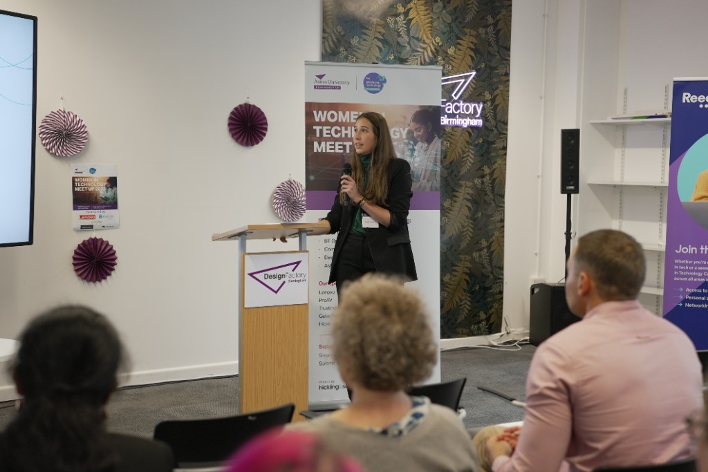 Speaker and screen at Design Factory Birmingham