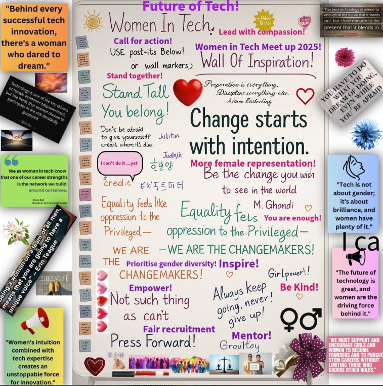 Wall of inspiration messages at the event