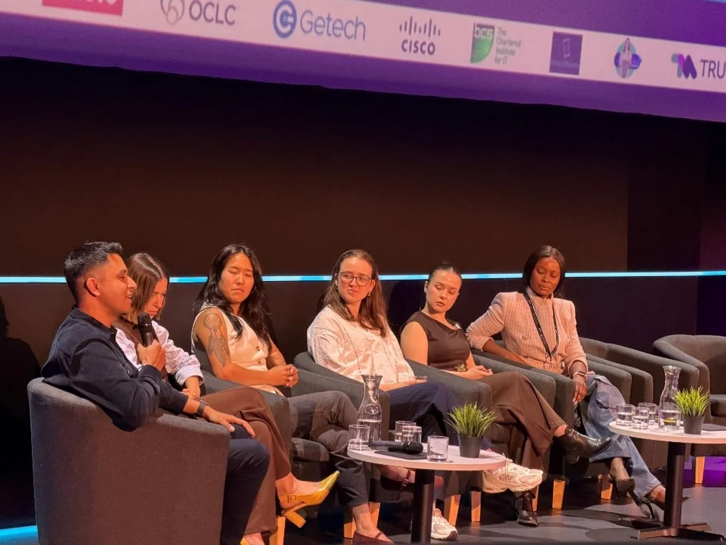 The Founders Panel on stage at Women in Tech Meet Up 2026